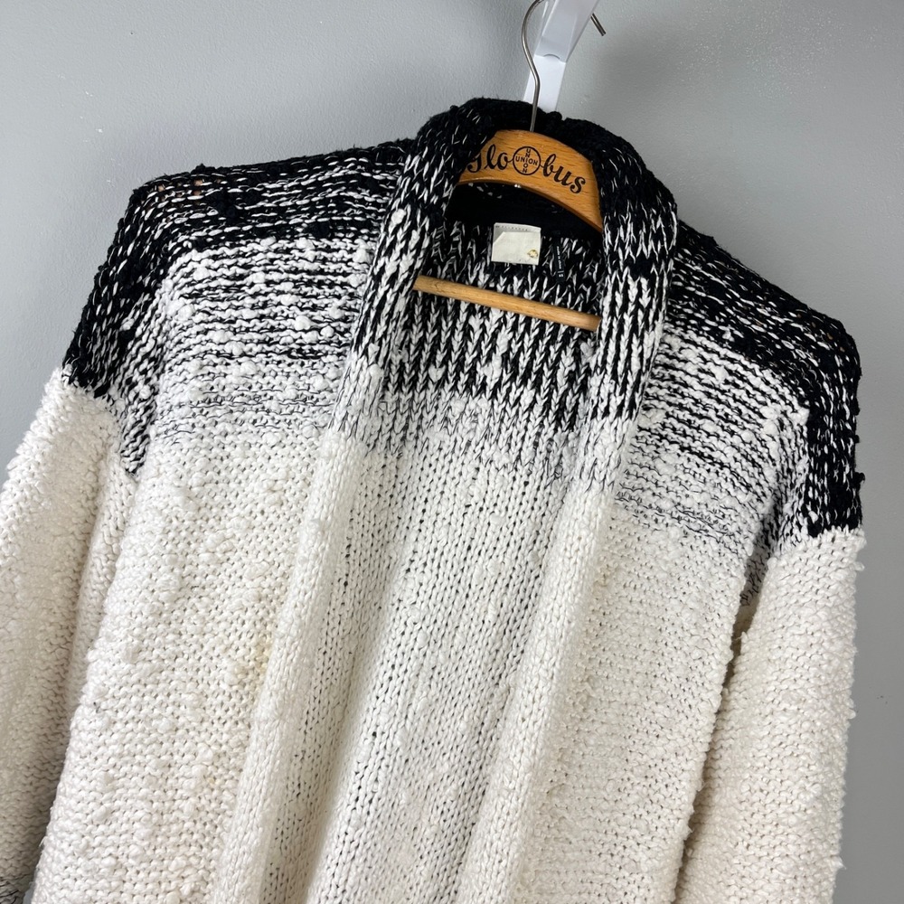 Anthropologie Akemi‎ + Kin Cardigan Sweater Womens XS Black White Chunky Knit